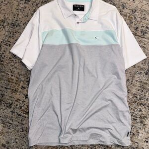 Maven West Men's White and Gray Polo Shirt